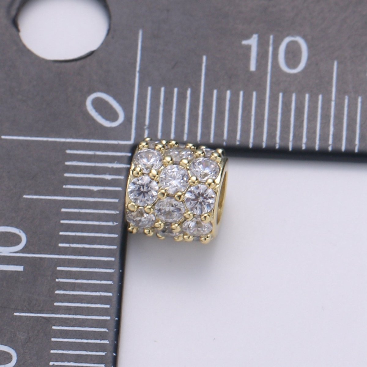 Dainty Golden Circle Roll Beads CZ Gold Filled Geometric Round Roll Jewelry Making Beads B-332 - DLUXCA