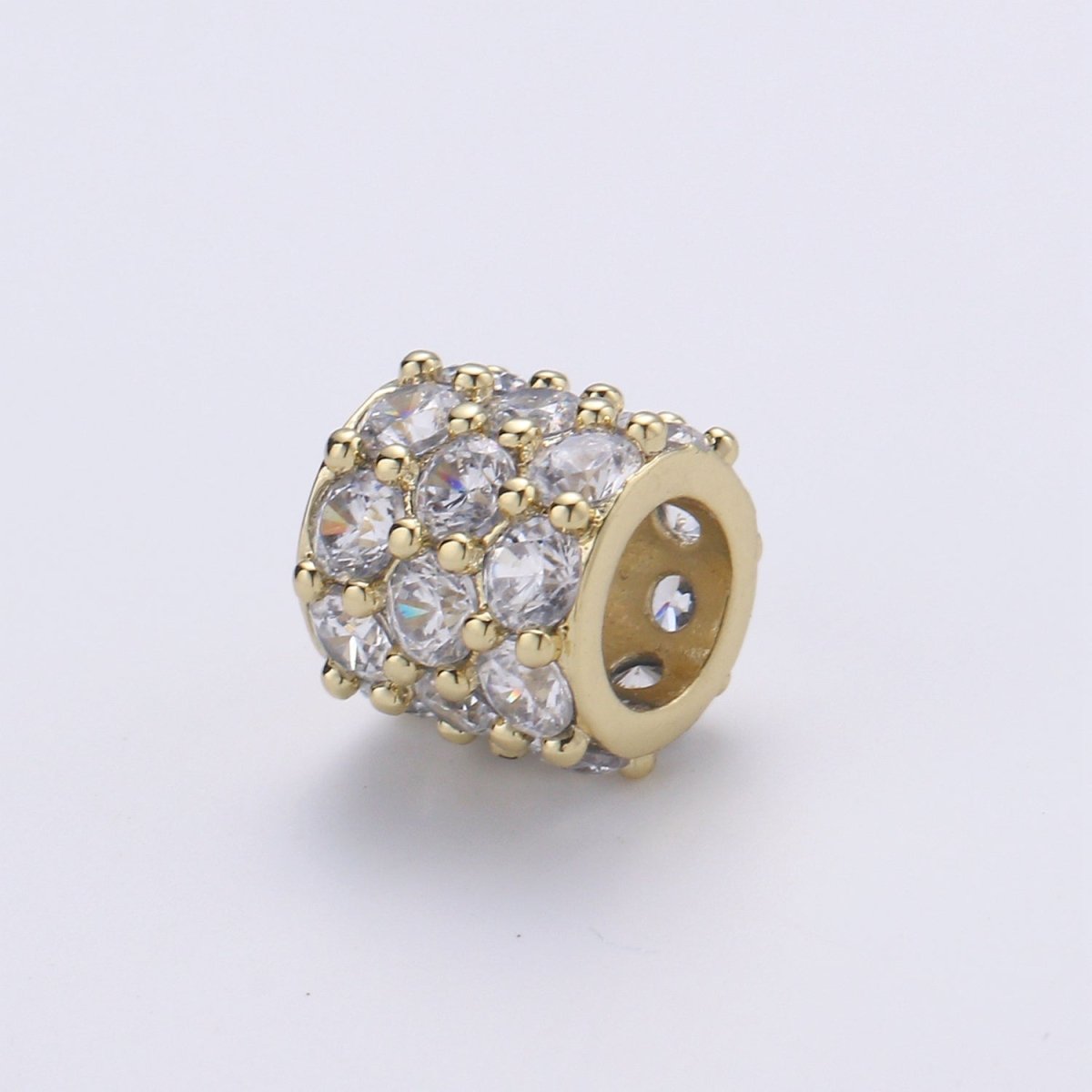 Dainty Golden Circle Roll Beads CZ Gold Filled Geometric Round Roll Jewelry Making Beads B-332 - DLUXCA
