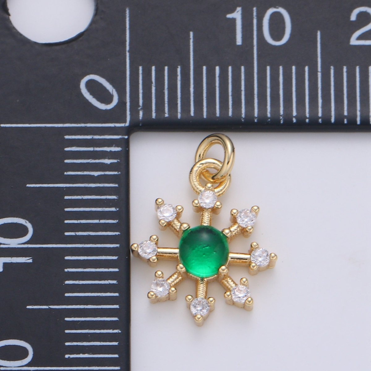 Dainty Golden Flower Petal Charm CZ Tiny Gold Plated Floral Nature Charm Pendant GP-691 - DLUXCA