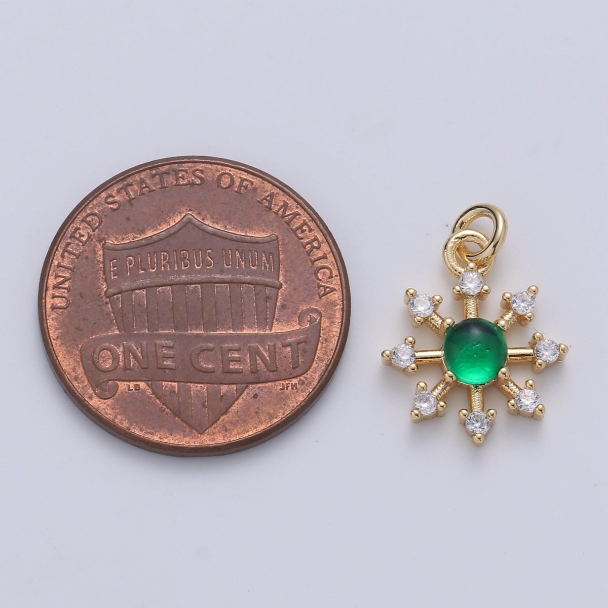 Dainty Golden Flower Petal Charm CZ Tiny Gold Plated Floral Nature Charm Pendant GP-691 - DLUXCA