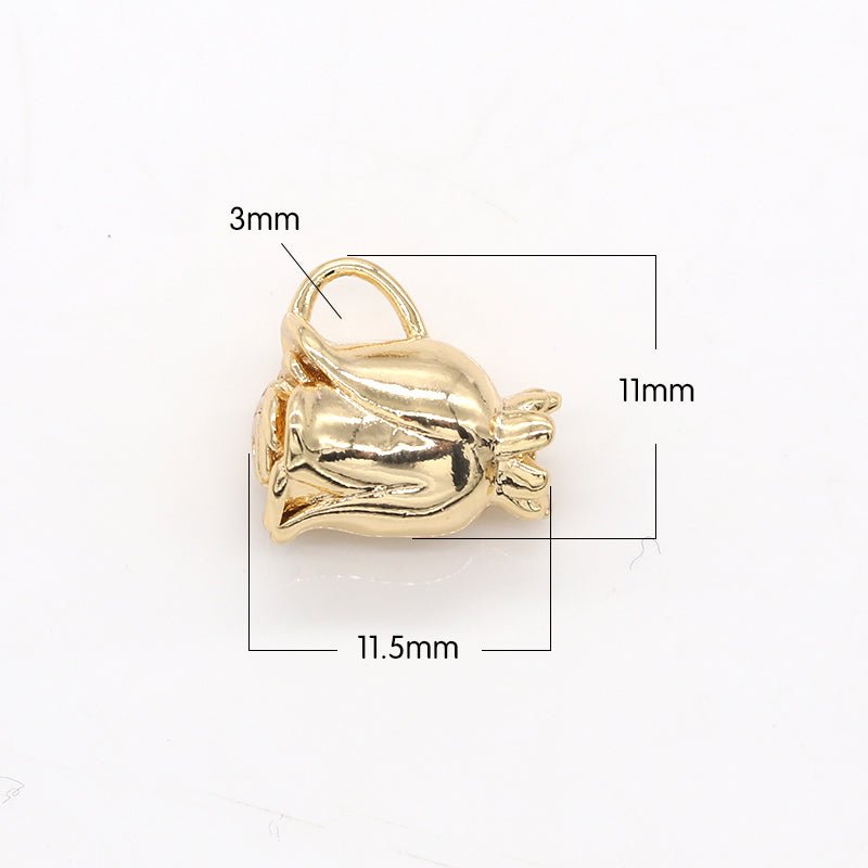 Dainty Golden Rose Petal Charms, Plain Gold Mini Floral Nature Charm Pendant GP-538 - DLUXCA