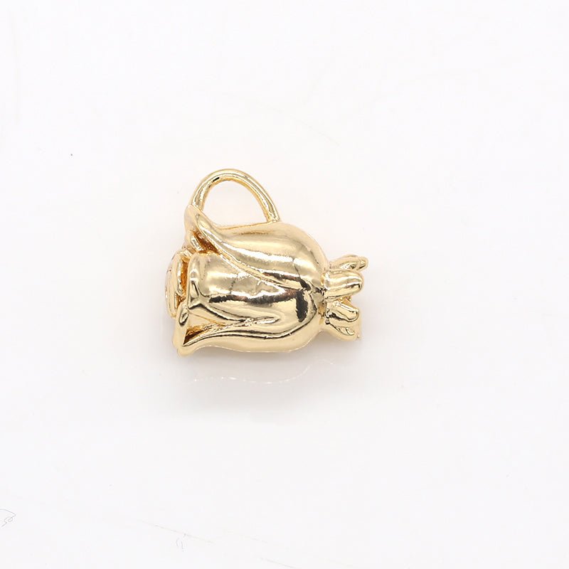 Dainty Golden Rose Petal Charms, Plain Gold Mini Floral Nature Charm Pendant GP-538 - DLUXCA