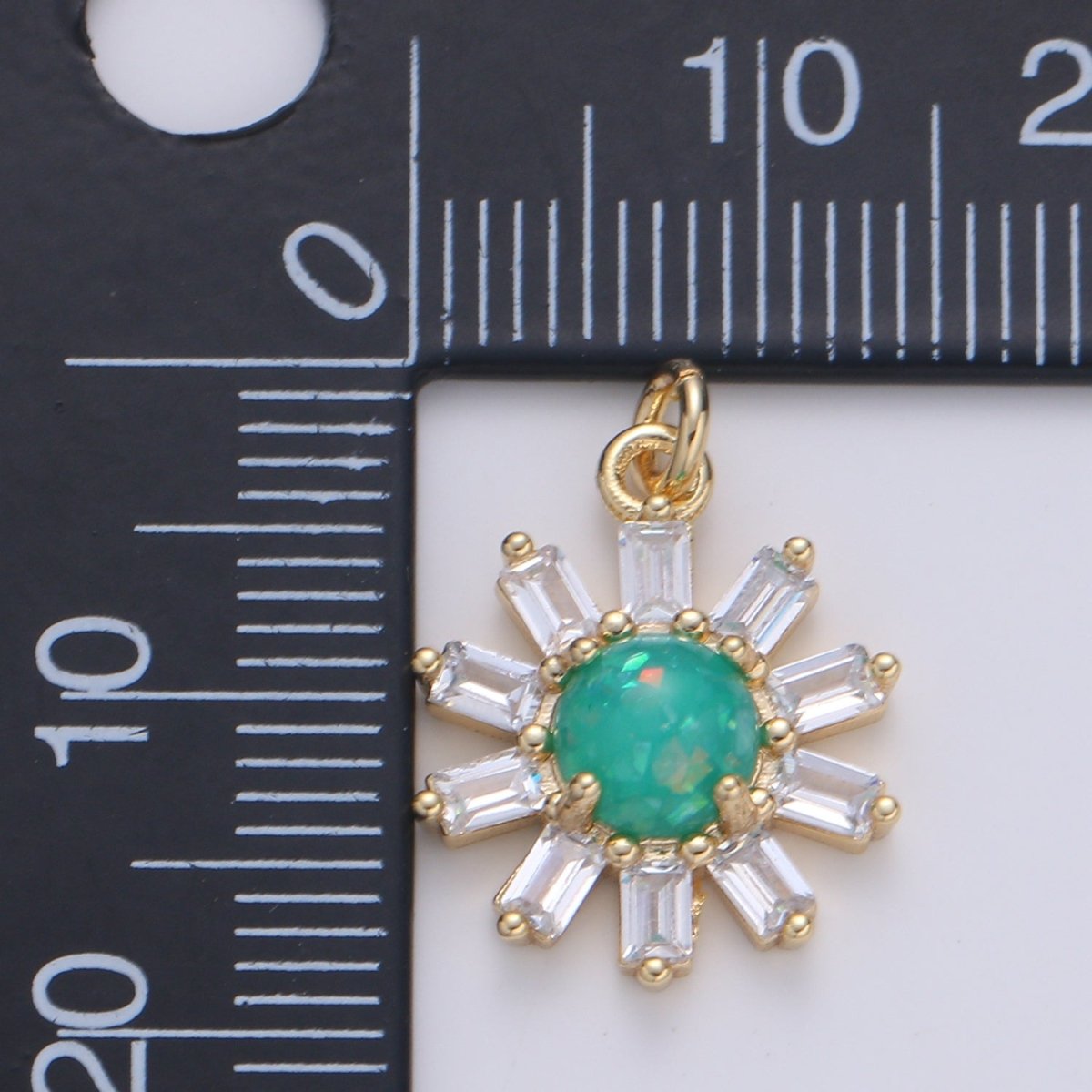 Dainty Golden Sunflower Charm CZ Tiny Gold Plated Floral Sunburst Nature Charm Pendant GP-692 - DLUXCA