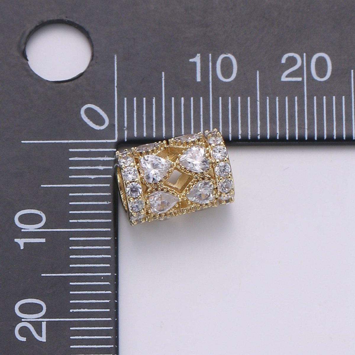 Dainty Golden Tube Beads Roll CZ Gold Filled Geometric Jewelry Making Beads B-352 - DLUXCA