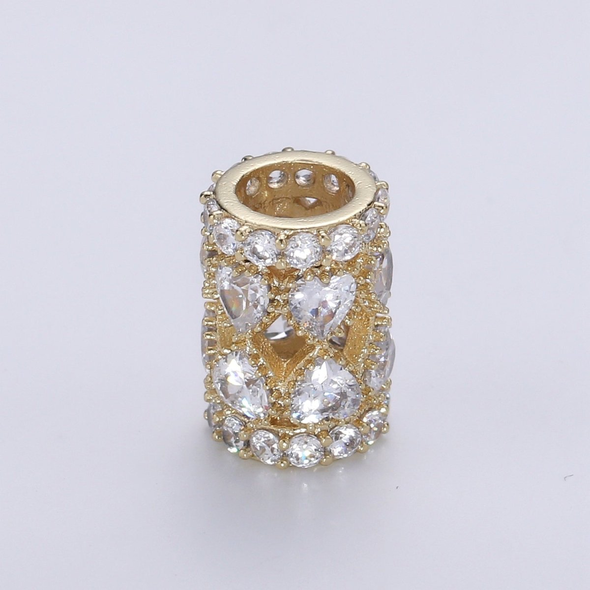 Dainty Golden Tube Beads Roll CZ Gold Filled Geometric Jewelry Making Beads B-352 - DLUXCA