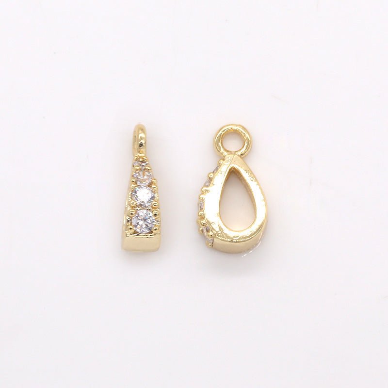 Dainty Golden Zirconia Teardrop Charms CZ Oval Geometric Shape Teardrop Charm Pendant GP-352 - DLUXCA