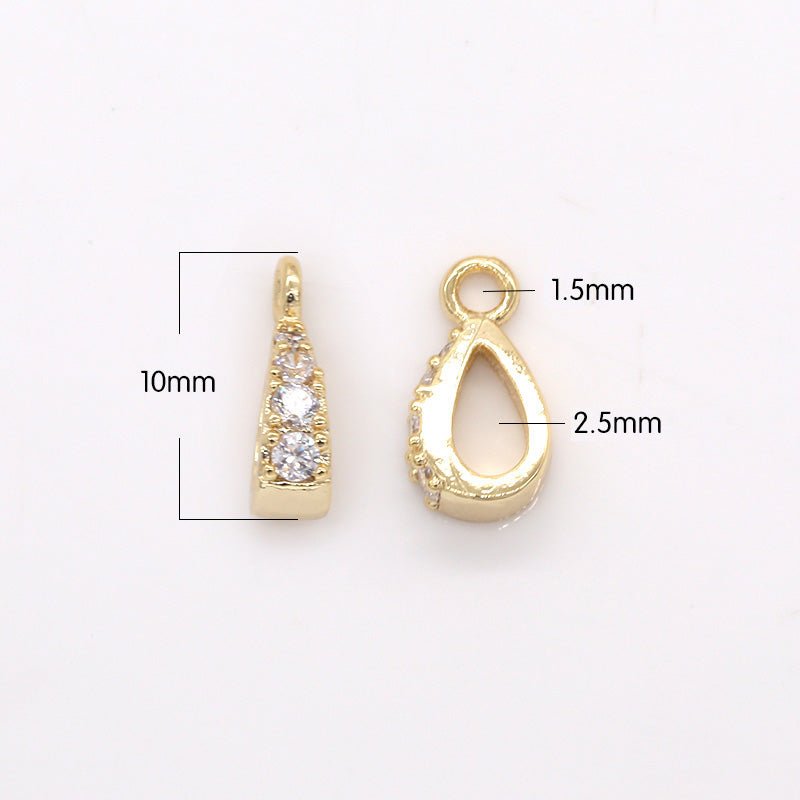 Dainty Golden Zirconia Teardrop Charms CZ Oval Geometric Shape Teardrop Charm Pendant GP-352 - DLUXCA