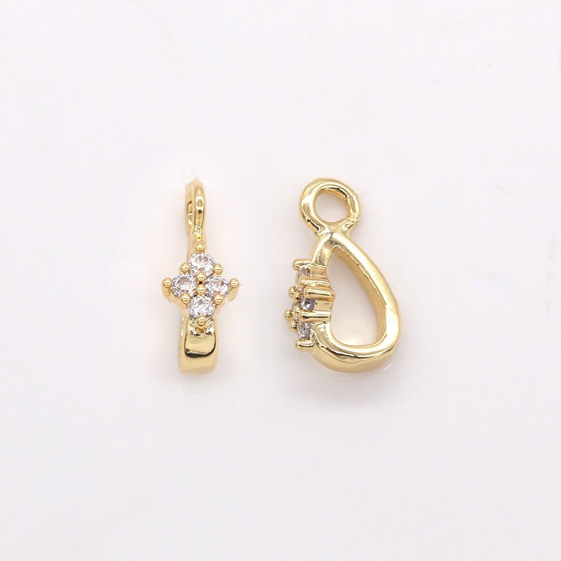 Dainty Golden Zirconia Teardrop Charms CZ Oval Geometric Shape Teardrop Charm Pendant GP-356 - DLUXCA