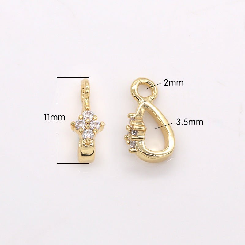 Dainty Golden Zirconia Teardrop Charms CZ Oval Geometric Shape Teardrop Charm Pendant GP-356 - DLUXCA