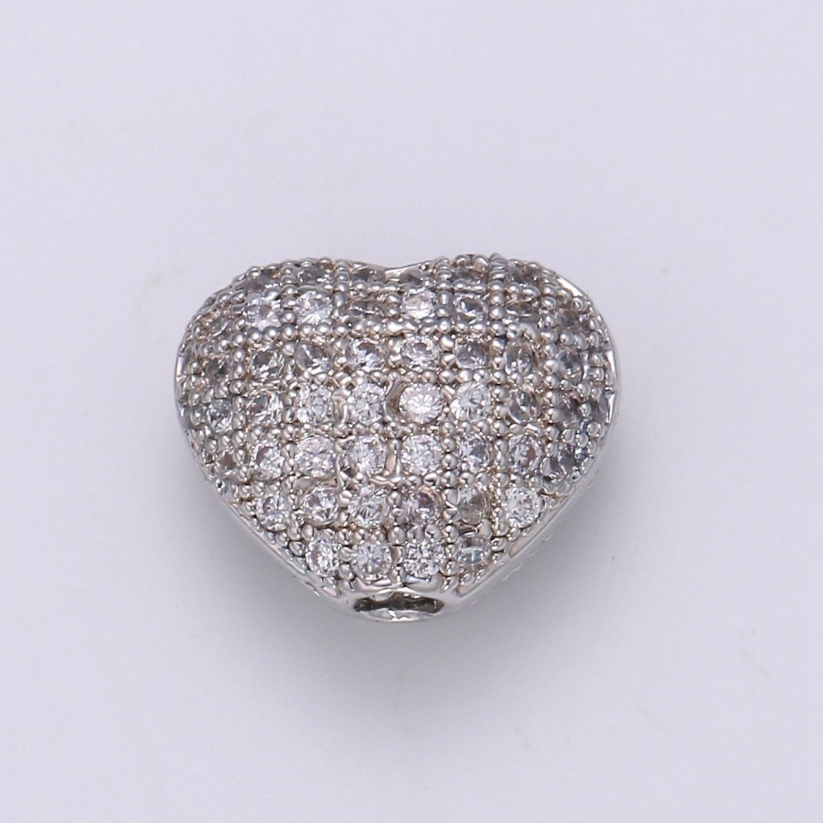 Dainty Gold/Silver Heart Supplies CZ Geometric Mini Love Heart Micro Pave Jewelry Supply Component GP-1062 GP-1063 - DLUXCA