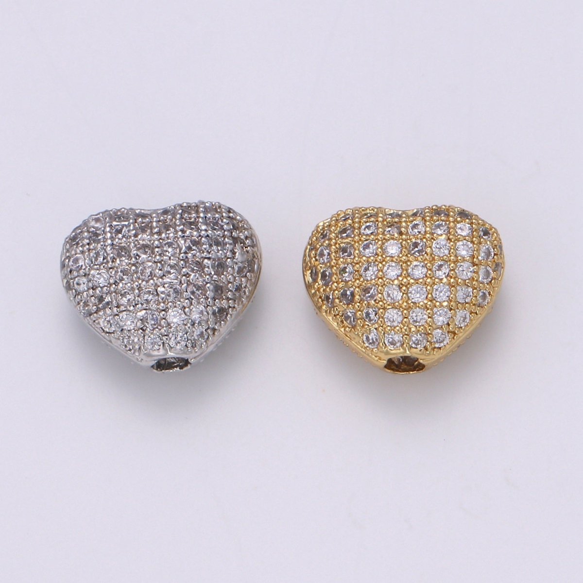 Dainty Gold/Silver Heart Supplies CZ Geometric Mini Love Heart Micro Pave Jewelry Supply Component GP-1062 GP-1063 - DLUXCA