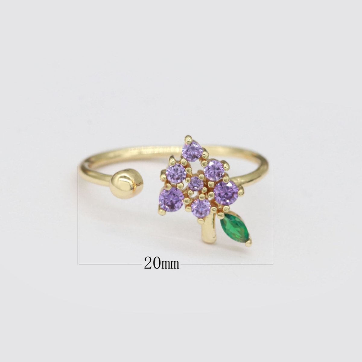 Dainty Grape ring, Gold Mini Fruit Ring Stackable Jewelry Open Adjustable Ring O-875 - DLUXCA