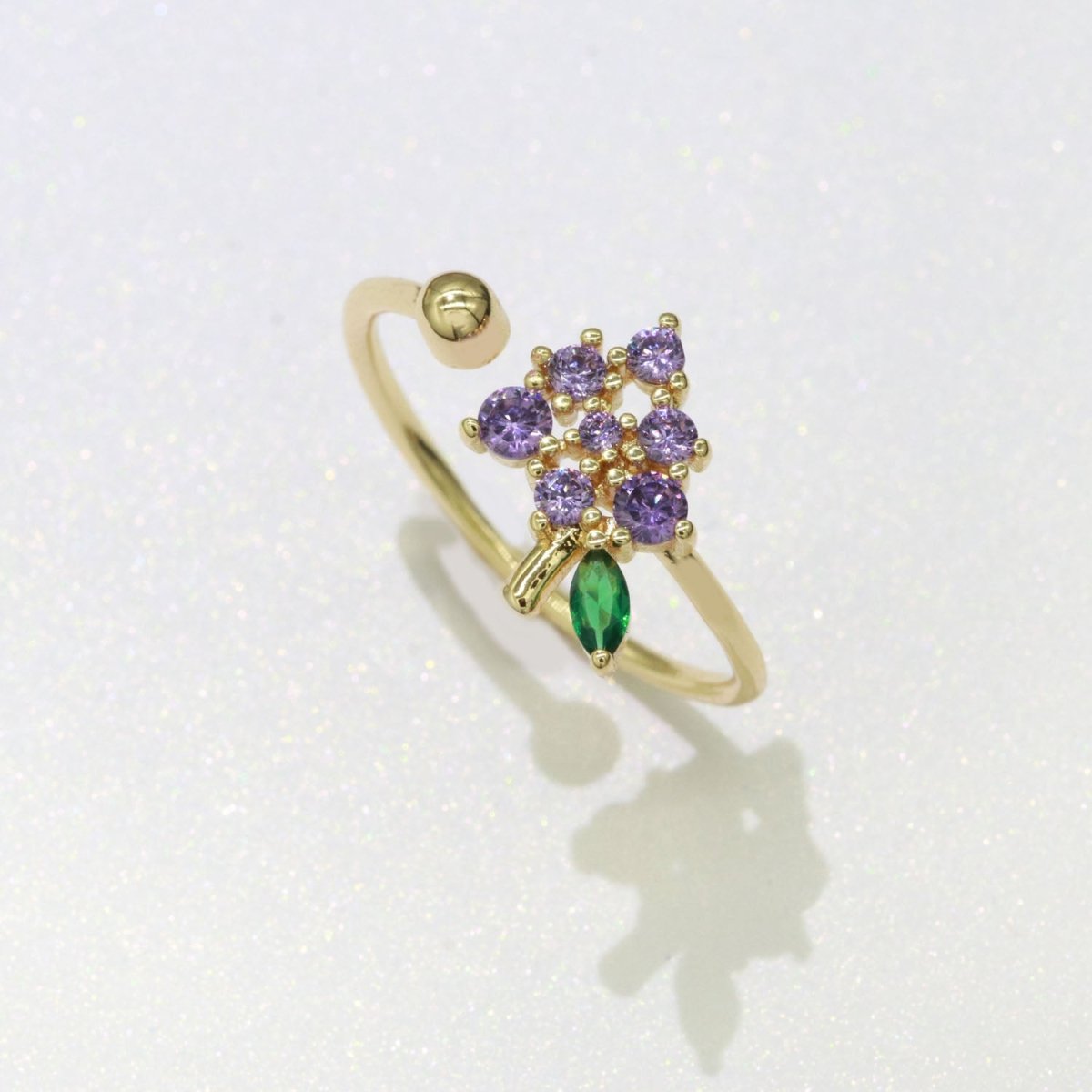 Dainty Grape ring, Gold Mini Fruit Ring Stackable Jewelry Open Adjustable Ring O-875 - DLUXCA