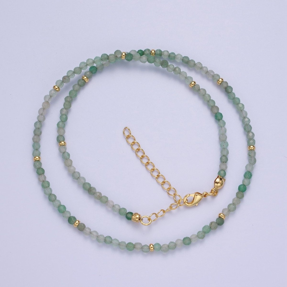 Dainty Green Aventurine Beaded Necklace Ready to Wear 17.5 inch + 1.5 Inch extender | WA-1195 Clearance Pricing - DLUXCA