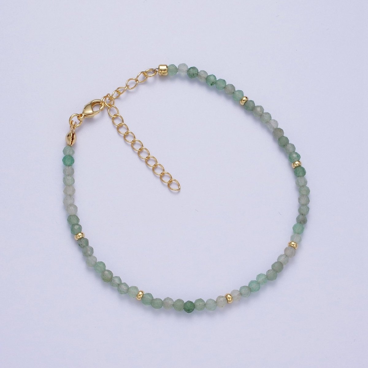 Dainty Green Aventurine, Prehnite Bead Bracelet 7 inch 2 inch extender | WA-1198 WA-1197 Clearance Pricing - DLUXCA