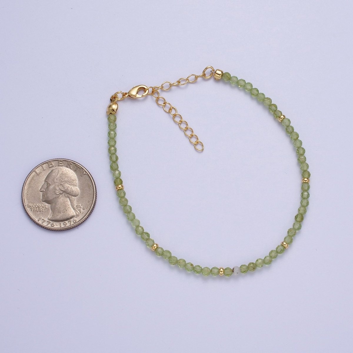 Dainty Green Aventurine, Prehnite Bead Bracelet 7 inch 2 inch extender | WA-1198 WA-1197 Clearance Pricing - DLUXCA