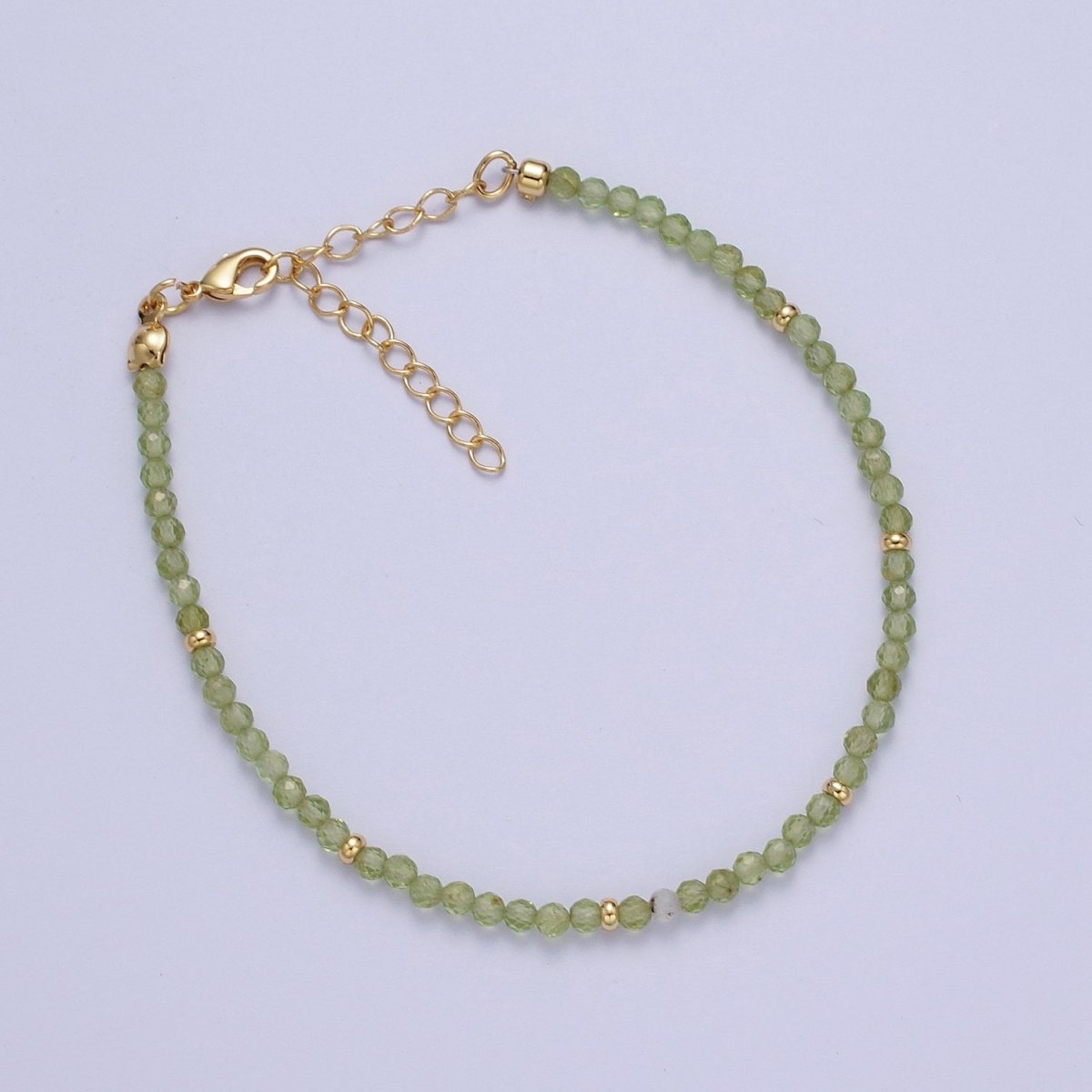 Dainty Green Aventurine, Prehnite Bead Bracelet 7 inch 2 inch extender | WA-1198 WA-1197 Clearance Pricing - DLUXCA