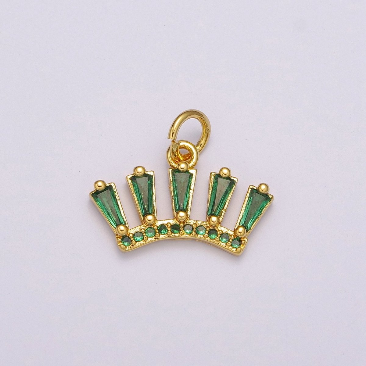 Dainty Green Crown Charm Dangle Eye Lash Charm for Necklace Earring Component Supply M-754 - DLUXCA