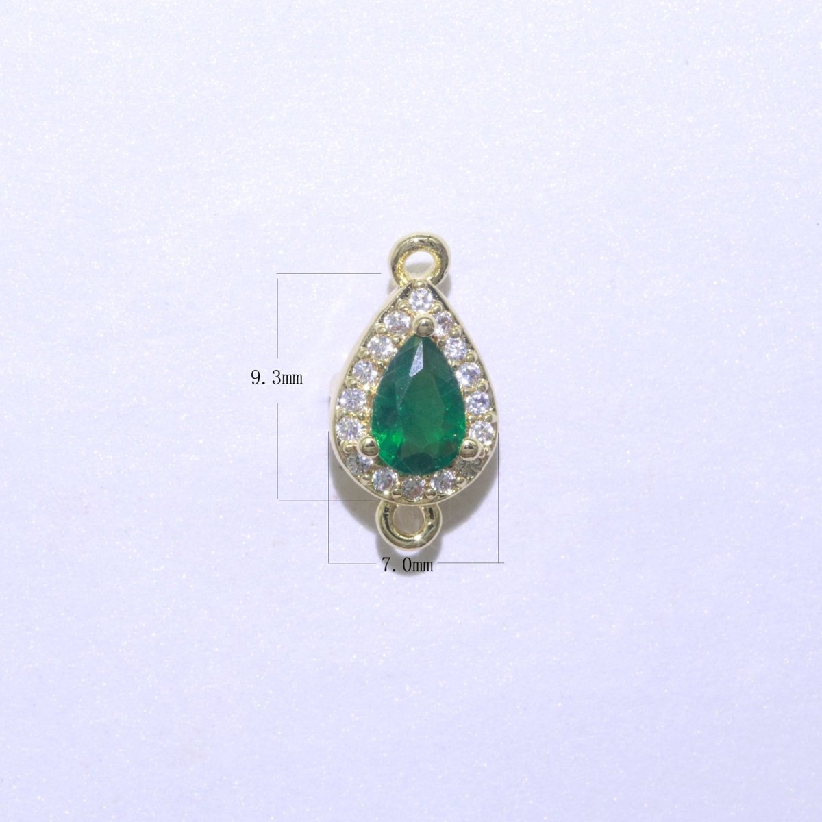 Dainty Green Emerald Tear Drop Cz Charm connector for earring necklace supply - DLUXCA