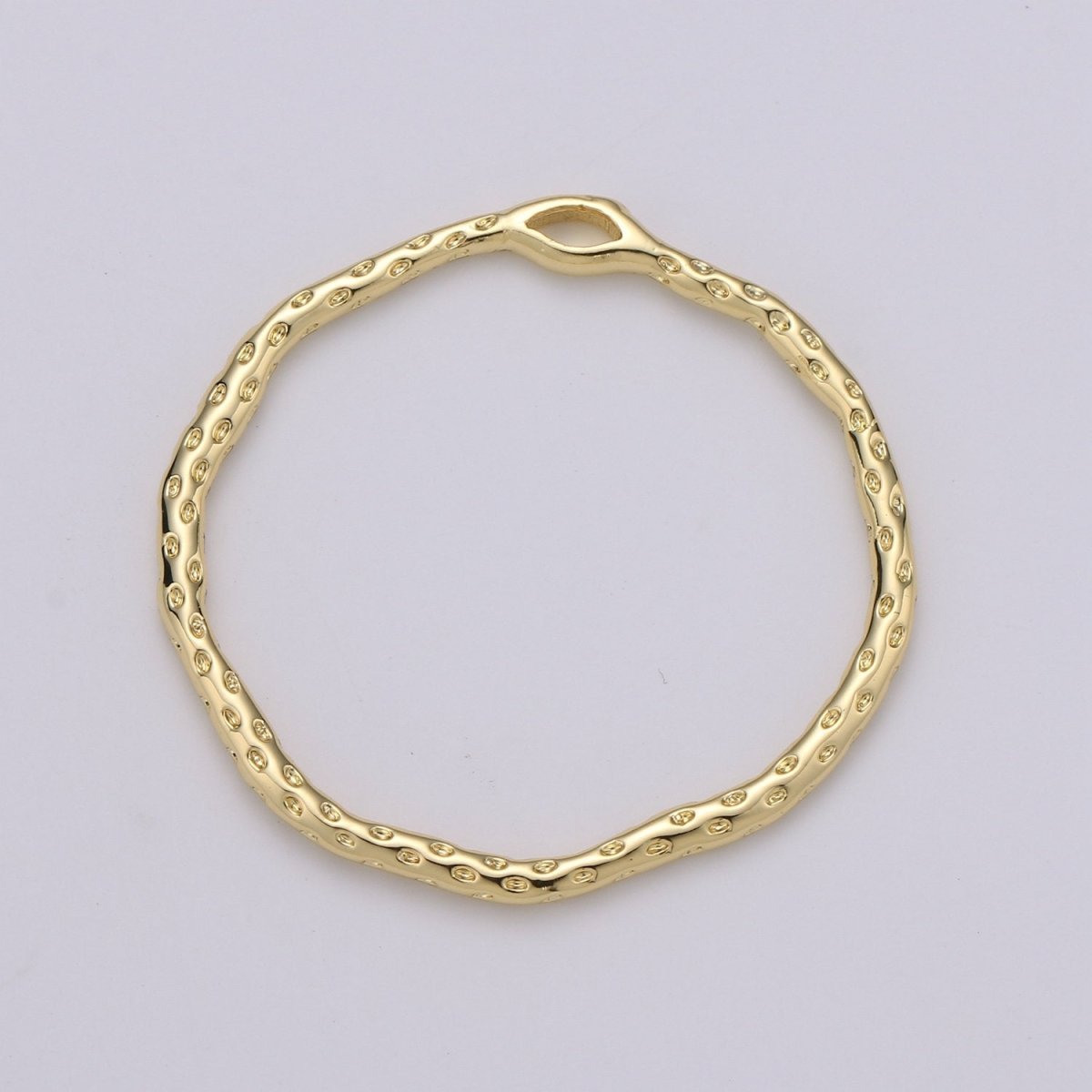 Dainty Hammered Circle Pendant, Round Charm 14k Gold filled 30mm rustic round charm K-899 - DLUXCA