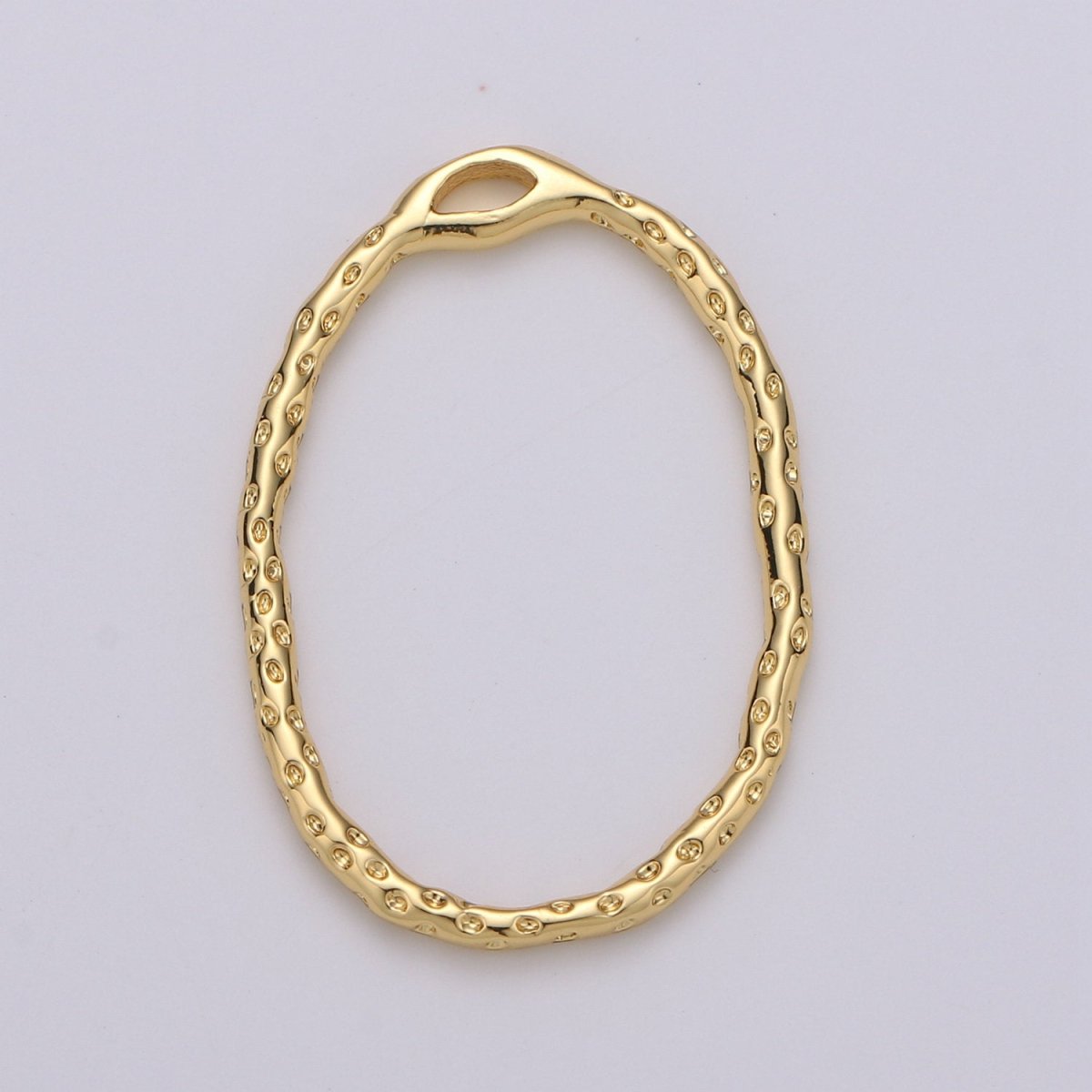 Dainty Hammered Oval Pendant, Round Charm 14k Gold filled for Earring Necklace Supply K-898 - DLUXCA