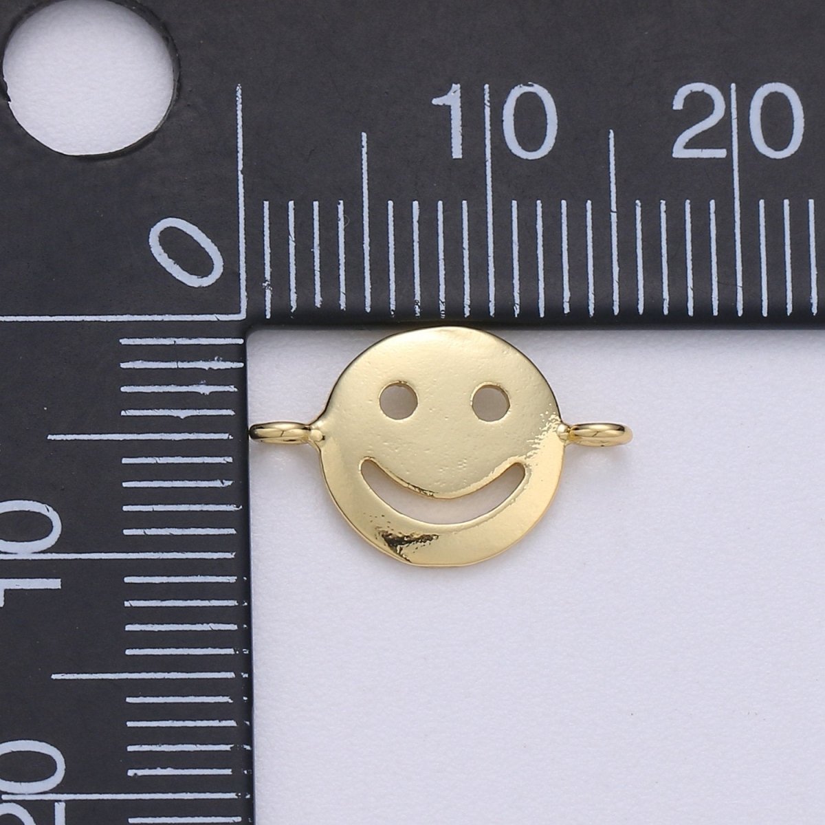 Dainty Happy Smile Connector , Tiny Gold Smiley face Bracelet Connector Emoji Bracelet Connector for Jewelry making Supply in 24k F-454 - DLUXCA