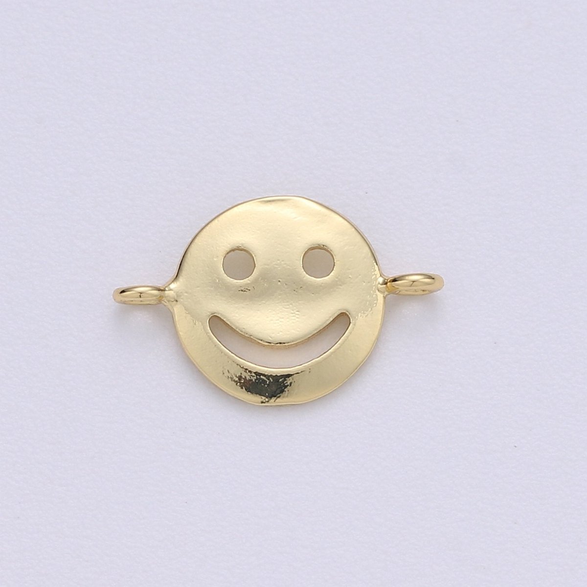 Dainty Happy Smile Connector , Tiny Gold Smiley face Bracelet Connector Emoji Bracelet Connector for Jewelry making Supply in 24k F-454 - DLUXCA