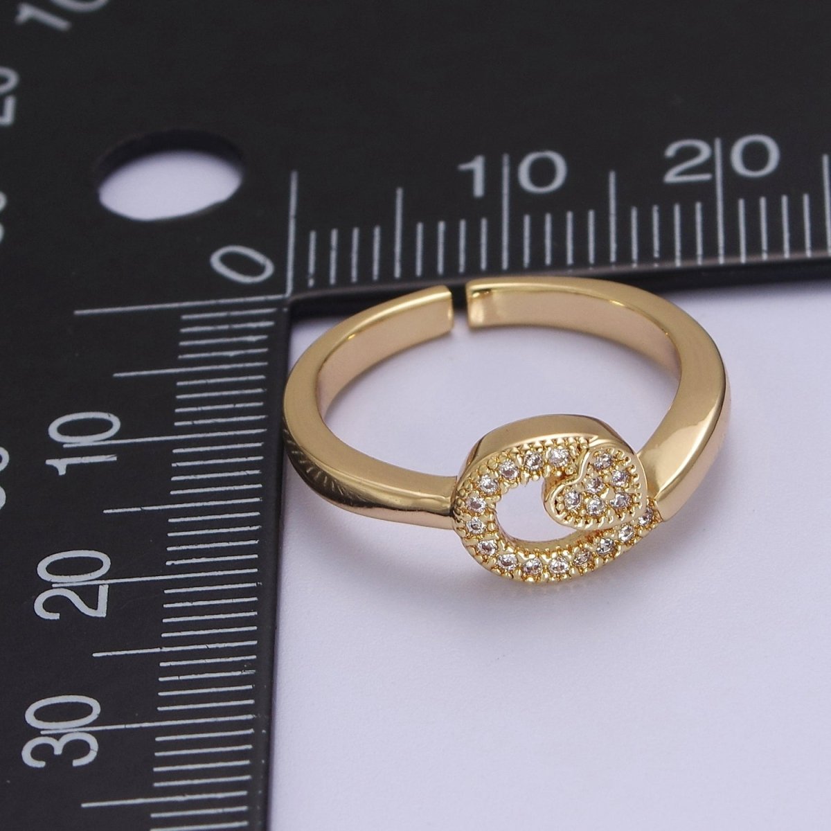 Dainty Heart 14k Gold Filled Ring Clear Micro Pave Cubic Zirconia Setting Dainty Jewelry S-534 - DLUXCA