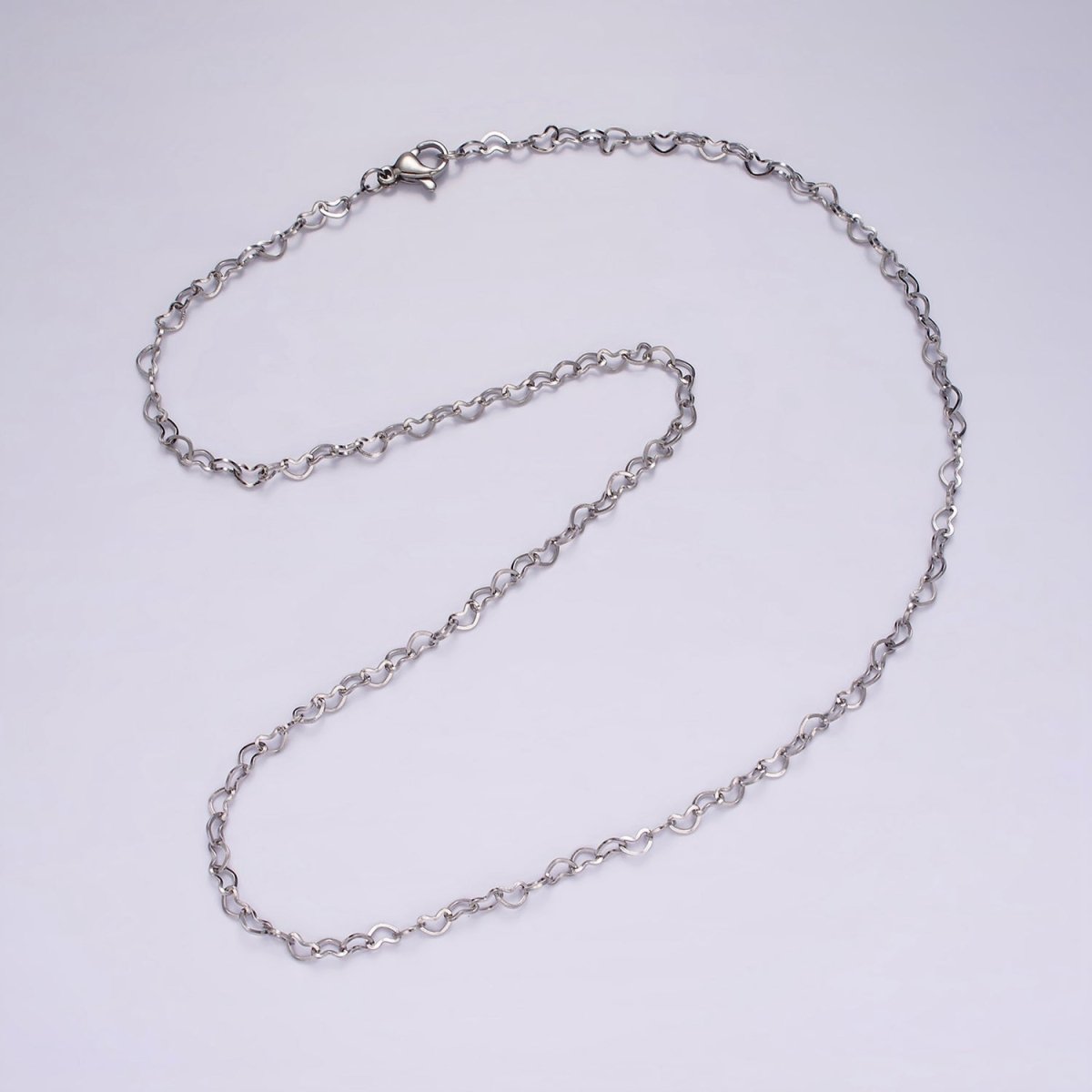 Dainty Heart Chain Necklace Stainless Steel 18 inch Necklace in Silver | WA-2409 - DLUXCA