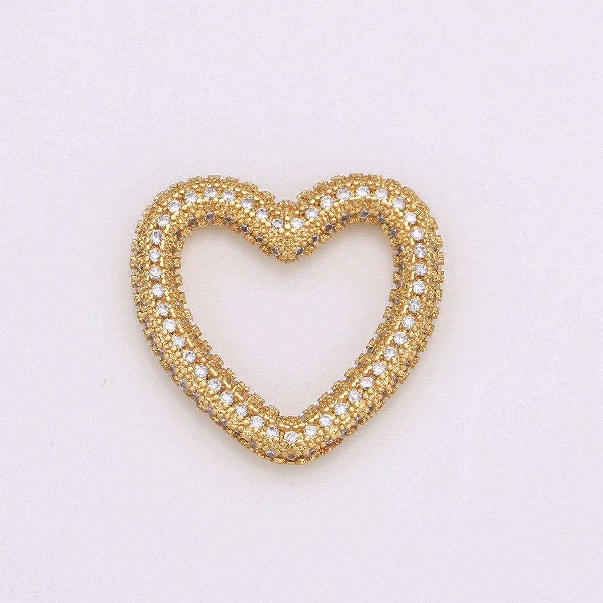 Dainty Heart Charm in Gold Filled - White Gold Filled Love Jewelry Micro Pave Heart Pendant 25X23mm, K-591 K-592 - DLUXCA