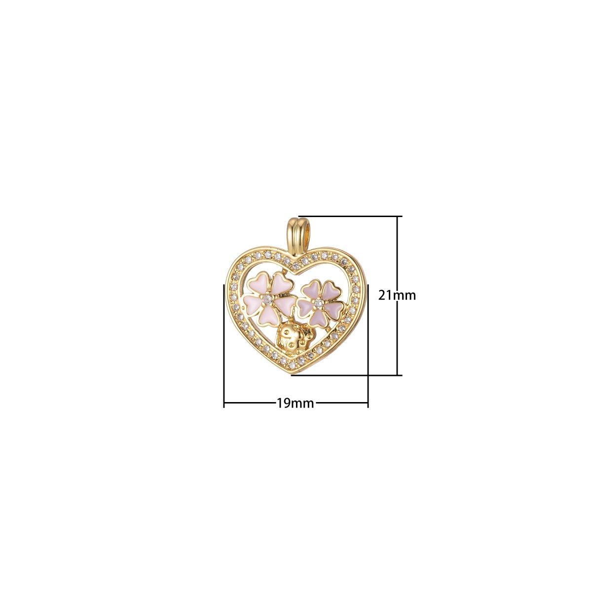 Dainty Heart Charm Pink Clover Pendant Enamel Charm for necklace bracelet component J-837 - DLUXCA