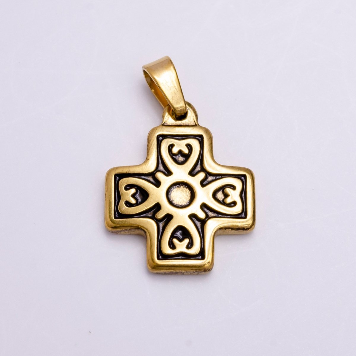 Dainty Heart Cross Charm Antique Silver Tone / Antique Gold Pendant for Necklace Earring Supply J-756 - DLUXCA