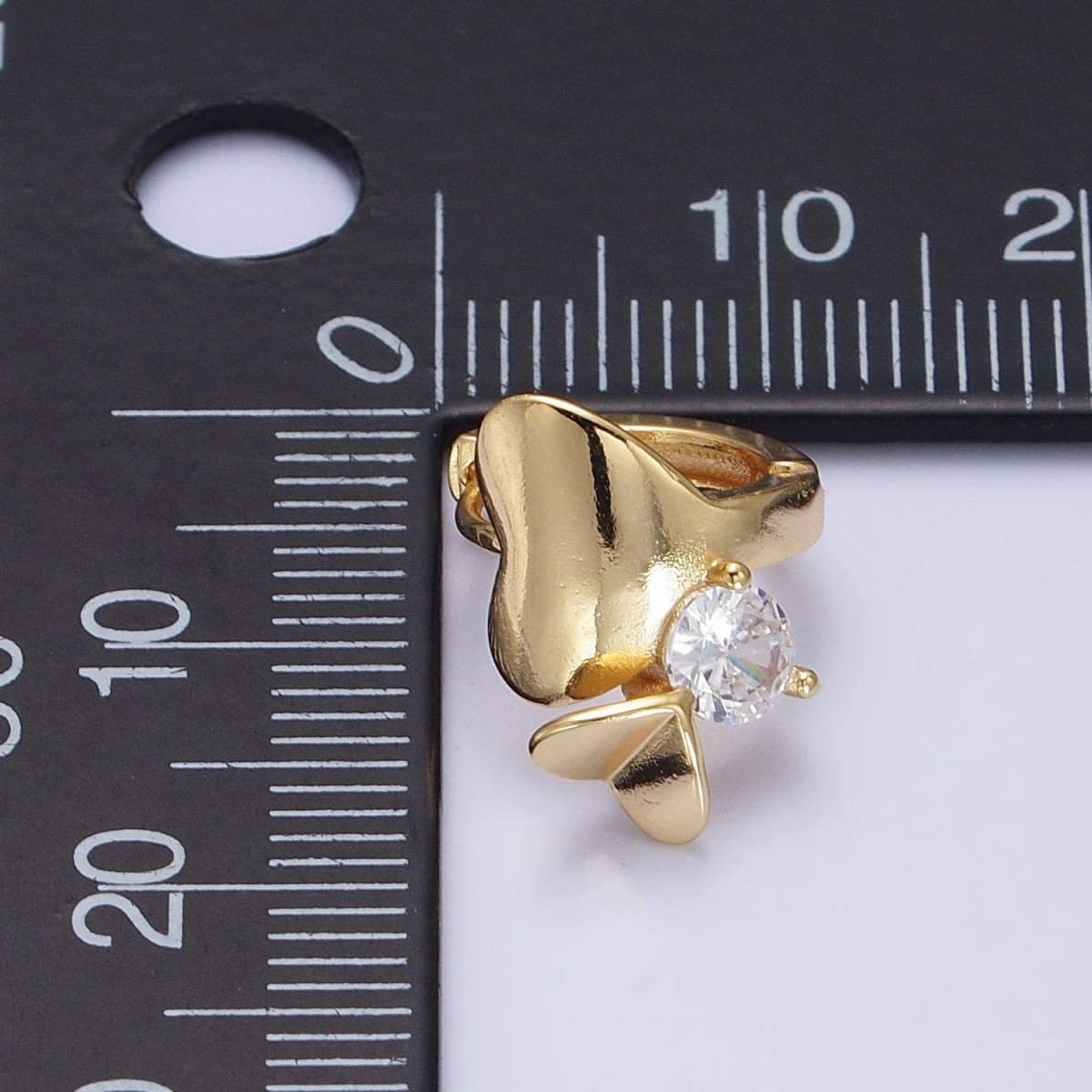 Dainty Heart Huggie Earring Silver Cubic Zirconia Stone Lever Back Earring AB437 AB743 - DLUXCA