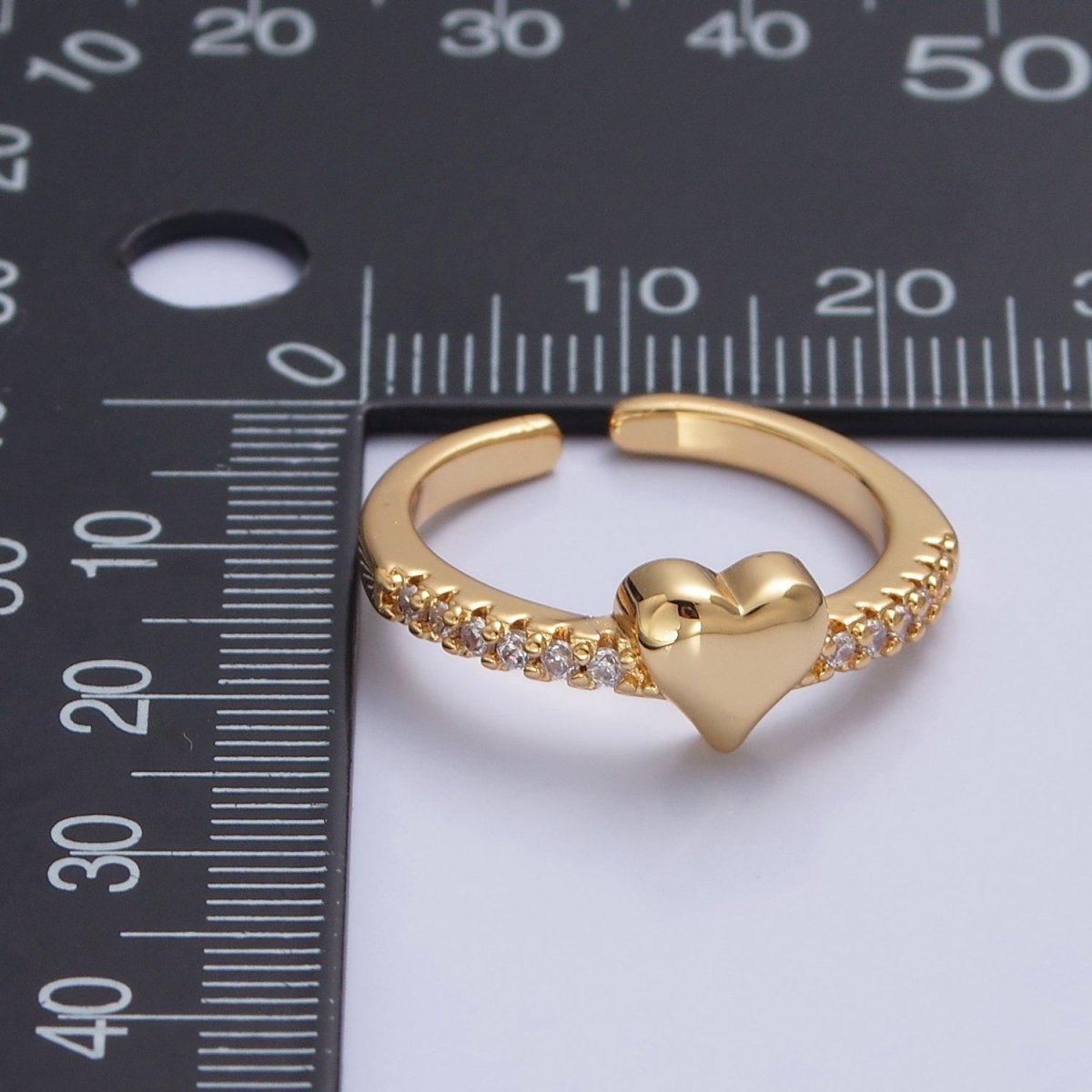 Dainty Heart Pave Ring Gold Silver CZ Ring Minimalist Jewelry O-2206 O-2207 - DLUXCA