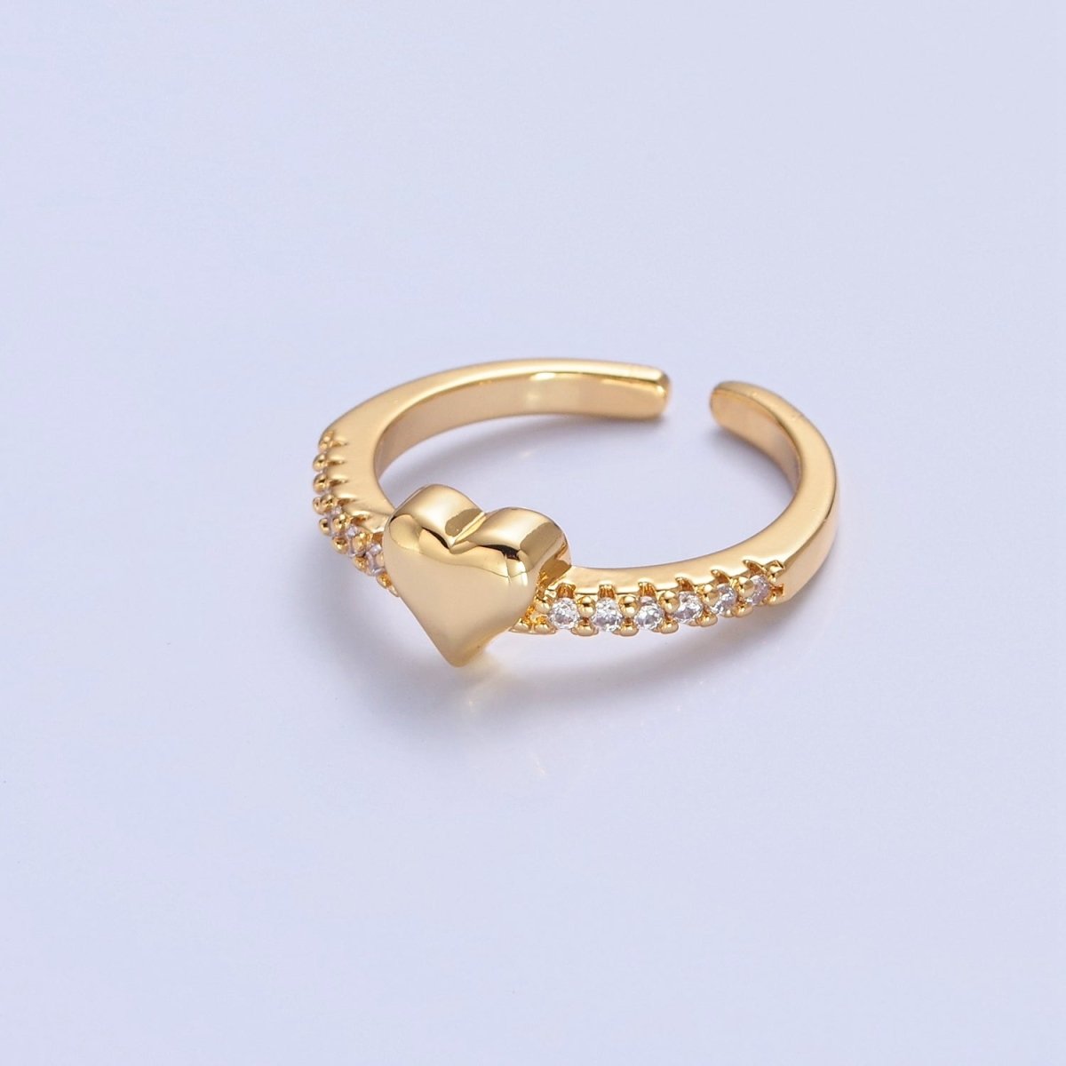 Dainty Heart Pave Ring Gold Silver CZ Ring Minimalist Jewelry O-2206 O-2207 - DLUXCA