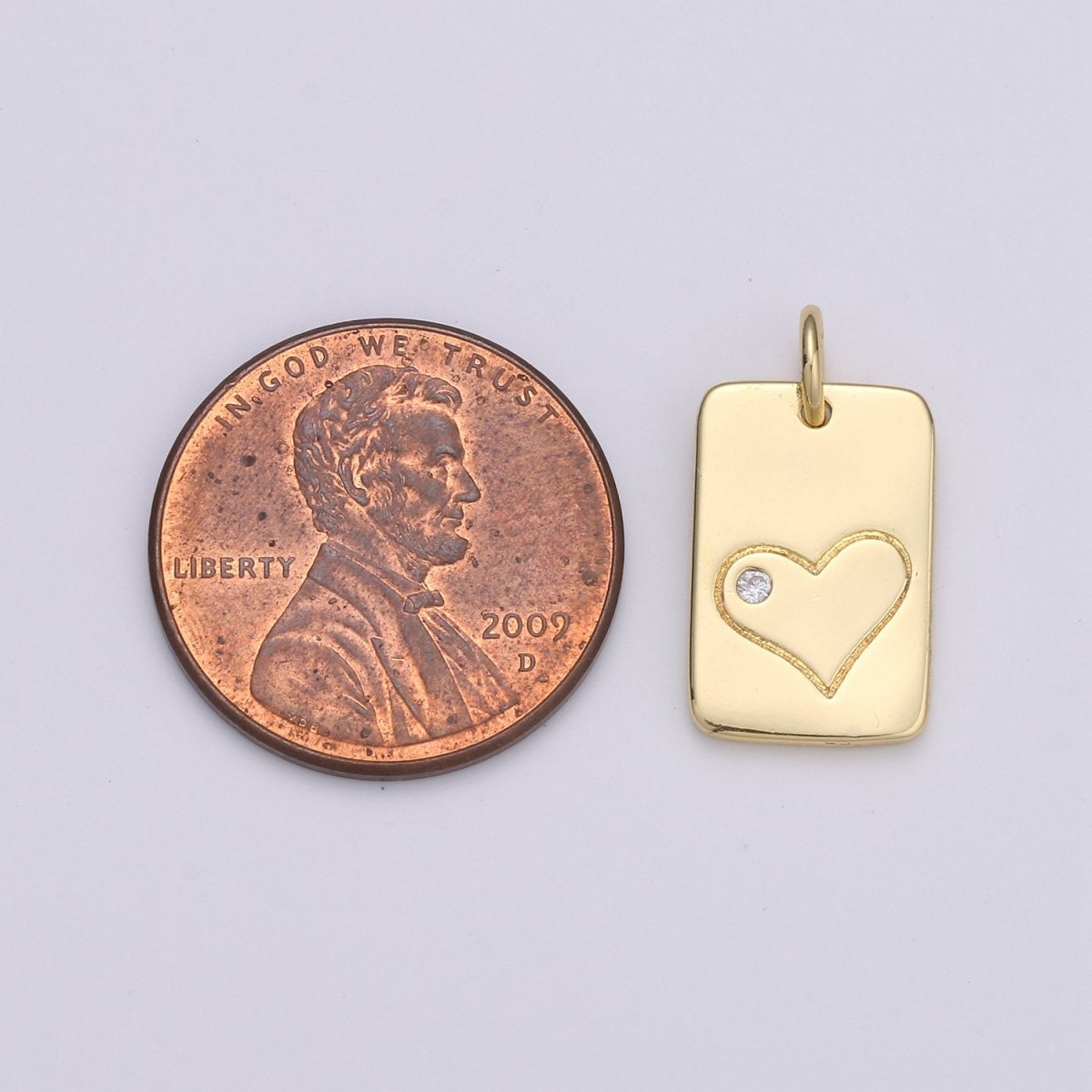 Dainty Heart Pendant - 10x18 Charm, Heart tag Pendant, Gold Filled Heart Medallion Charm Heart Charm Bracelet Earring Necklace D-515 - DLUXCA