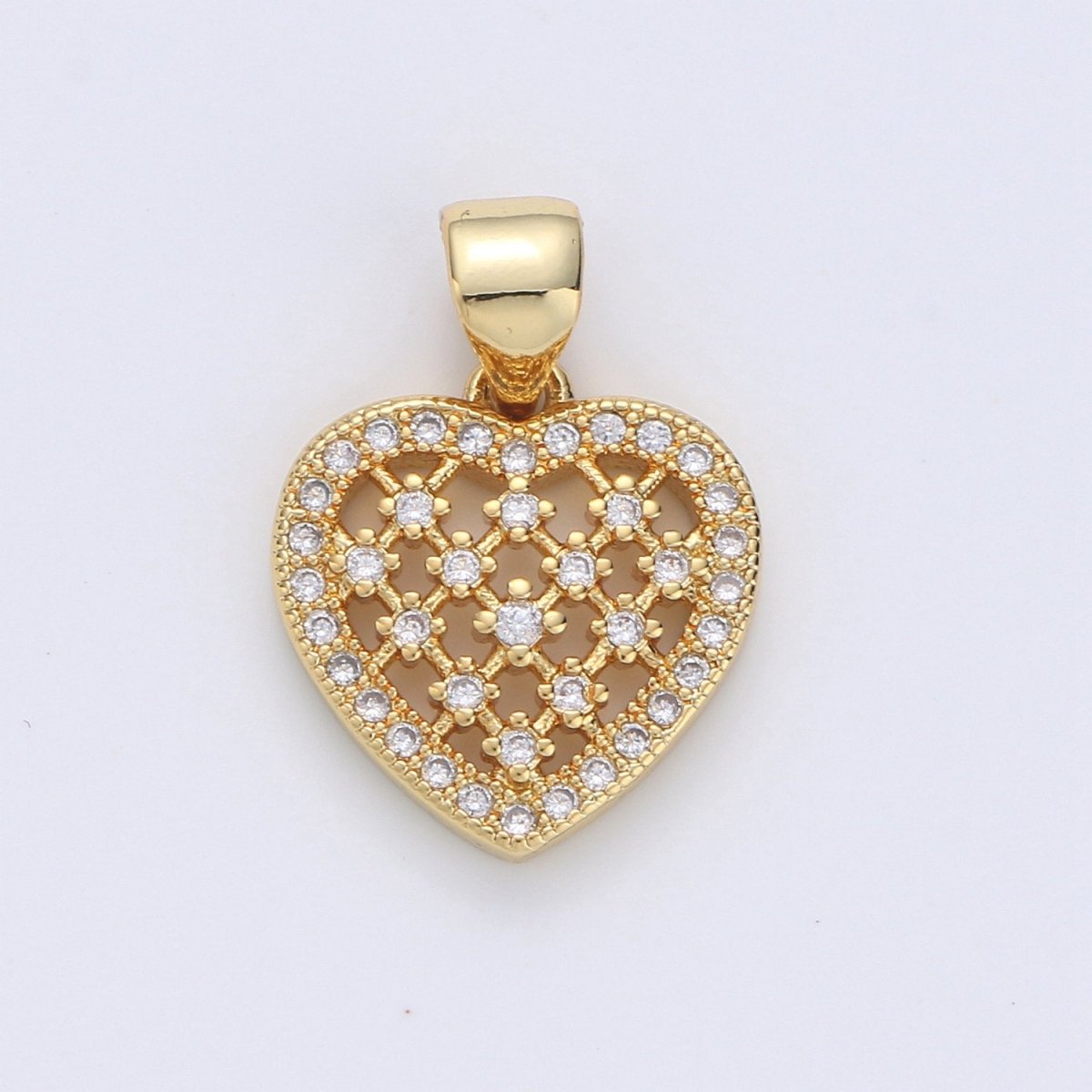 Dainty Heart Pendant Cubic Heart charm, Love Pendant Jewelry in 14k Gold Filled I-666 - DLUXCA