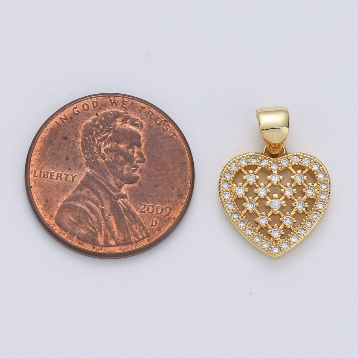 Dainty Heart Pendant Cubic Heart charm, Love Pendant Jewelry in 14k Gold Filled I-666 - DLUXCA