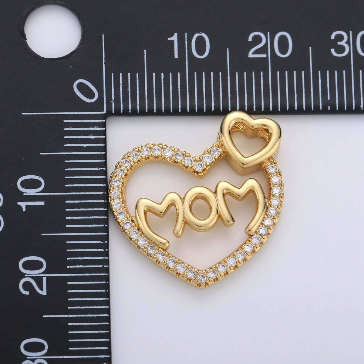 Dainty Heart Pendant Cubic Mom charm, Mother Love Pendant Jewelry in 14k Gold Filled I-668 - DLUXCA