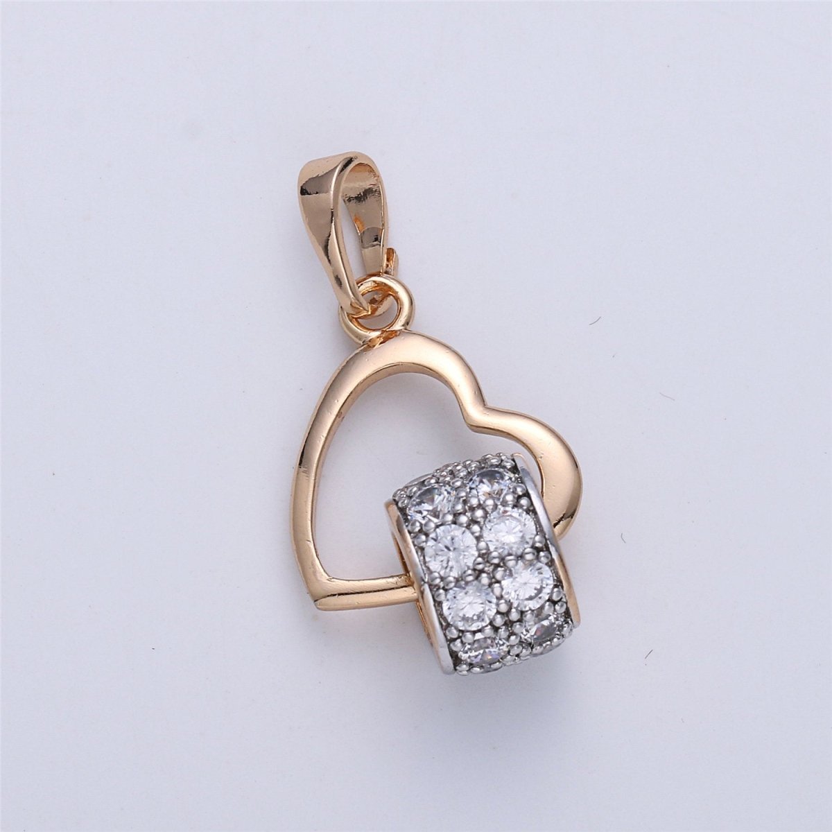 Dainty Heart Pendant Micro Pave Love Jewelry Necklace Pendant 25x14mm I-262 - DLUXCA