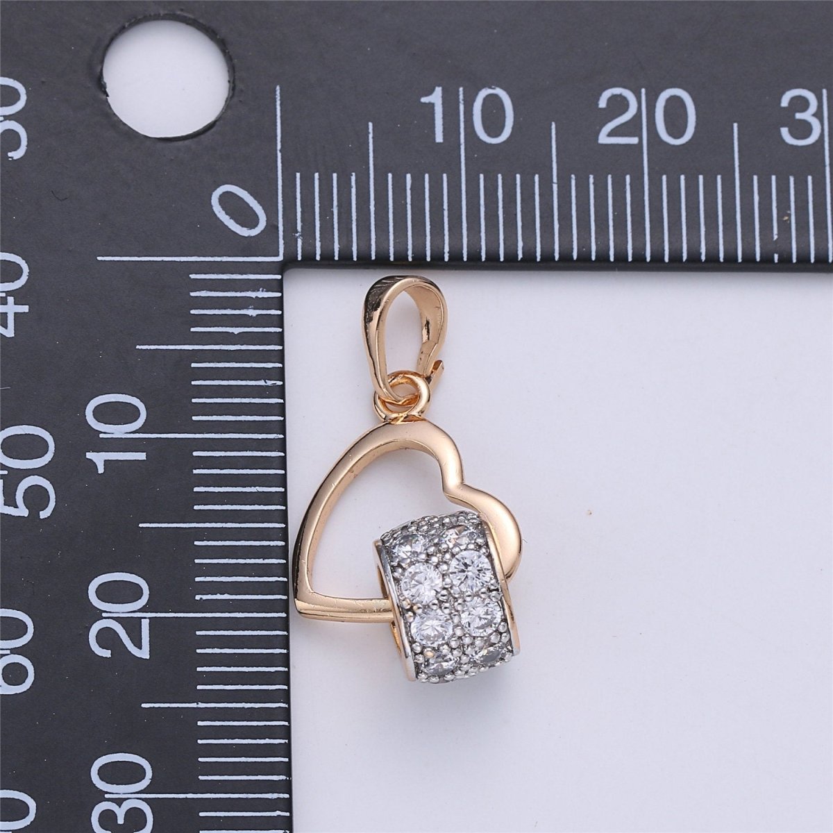 Dainty Heart Pendant Micro Pave Love Jewelry Necklace Pendant 25x14mm I-262 - DLUXCA