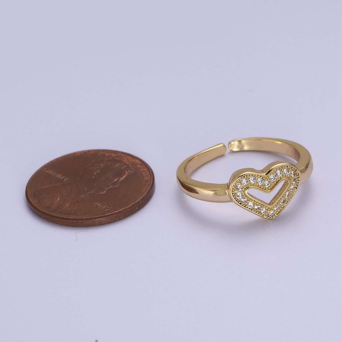 Dainty Heart Ring Mini Gold Filled Heart Ring Stackable Jewelry Rings Open Adjustable O2031 - DLUXCA