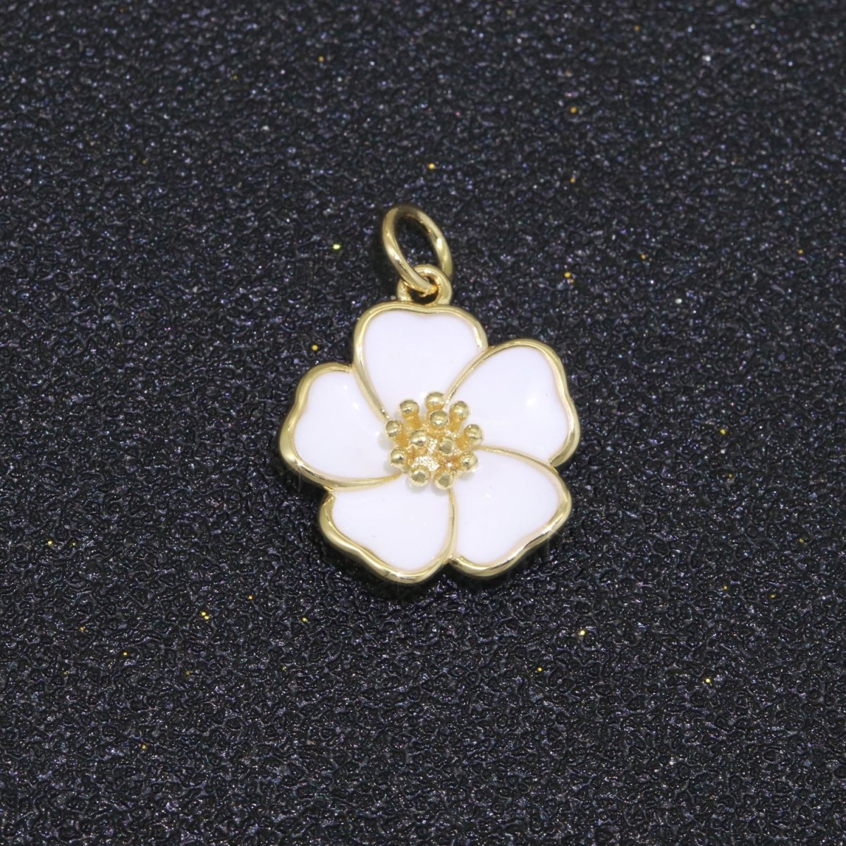 Dainty Hibiscus Charm Tropical Flower Gold Filled Enamel Charm Hawaiian Inspired Jewelry Pendant for Necklace Bracelet Earring Component M-499 - M-507 - DLUXCA