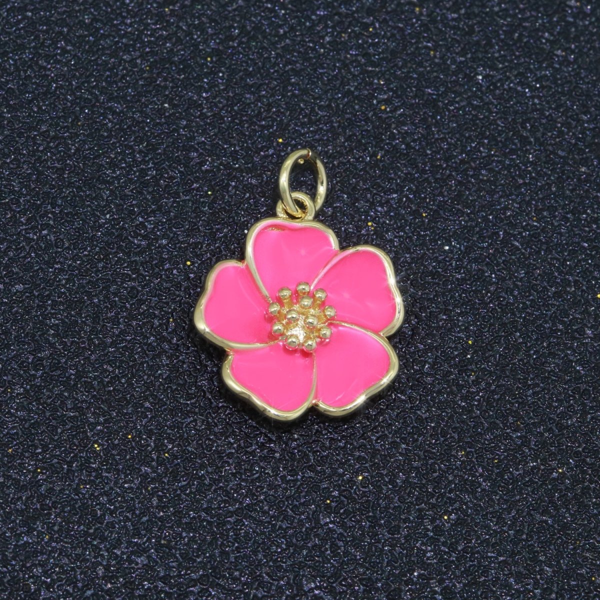 Dainty Hibiscus Charm Tropical Flower Gold Filled Enamel Charm Hawaiian Inspired Jewelry Pendant for Necklace Bracelet Earring Component M-499 - M-507 - DLUXCA