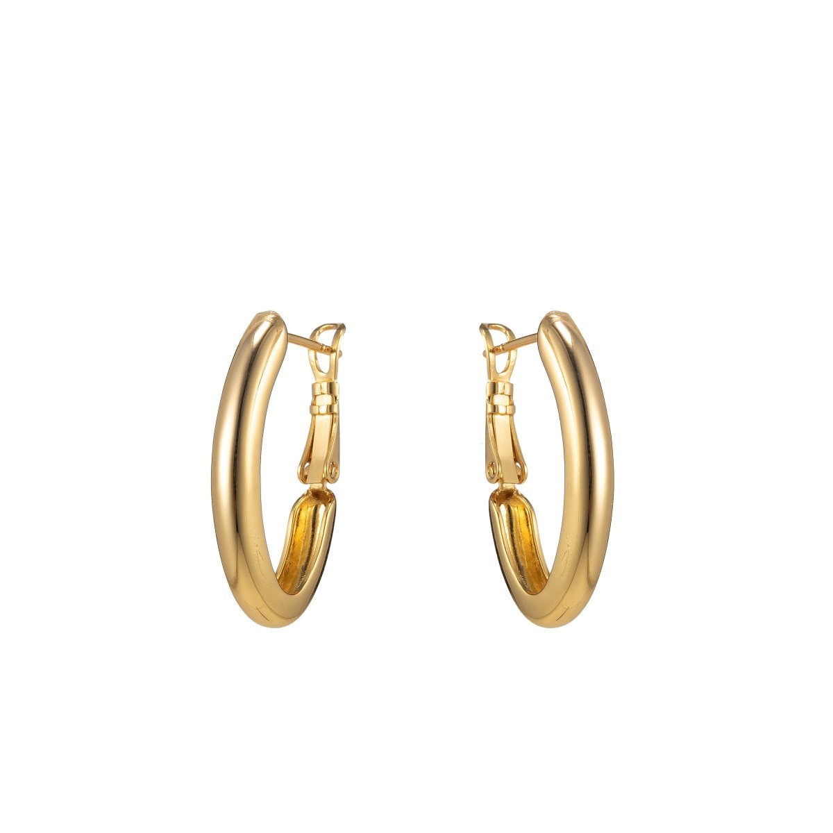 Dainty Hoop Earring Gold Filled 15mm Thin Hoops lever back earring P-183 P-184 - DLUXCA