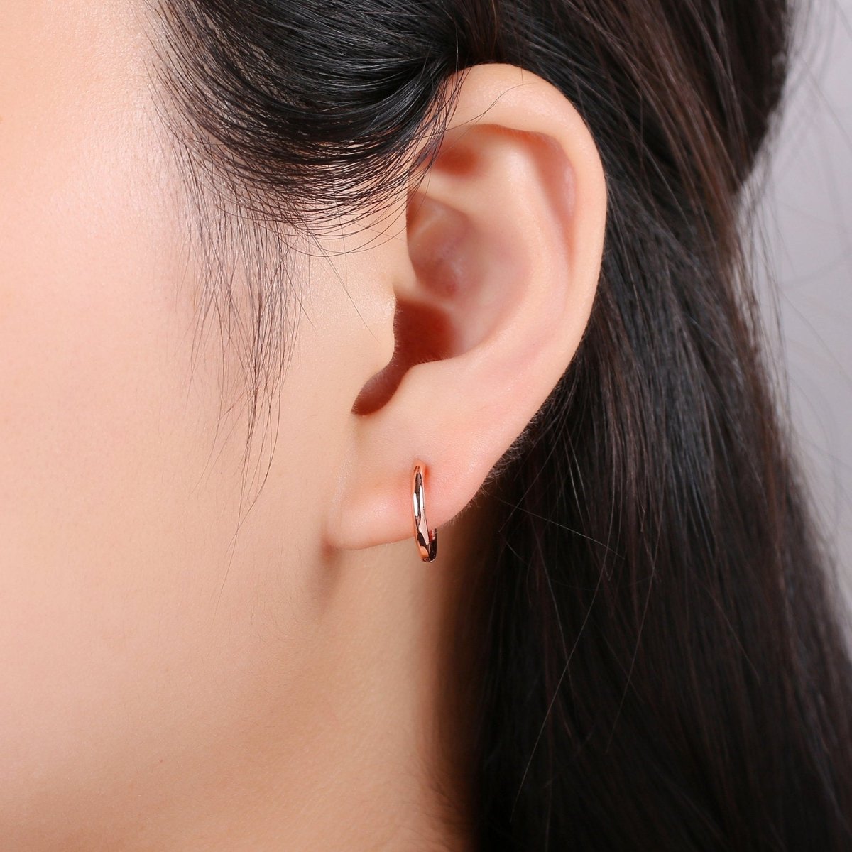 Dainty Hoop Earrings Pair/ Small Hoop Earring Minimalist Hoop Earring Silver Hoops Tiny Gold Hoop Ear Huggers/ Cartilage Earrings/ Rose Gold K-557 to K-560 - DLUXCA