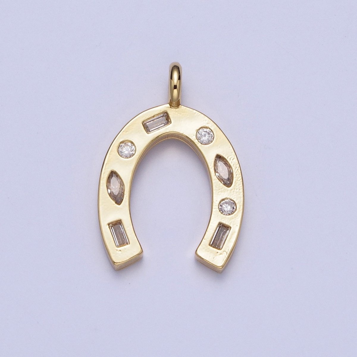 Dainty Horse Shoe Charm Cubic Lucky Charm for Necklace Bracelet Supply X-401 - DLUXCA