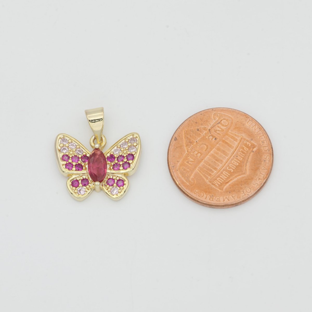 Dainty Hot Pink Gold Butterfly Mariposa Cute Dainty Butterfly Animal Gold Filled Pendants H-182 - DLUXCA