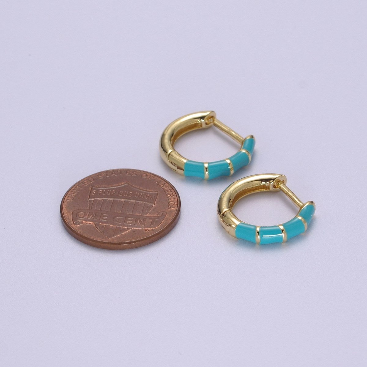 Dainty Huggie Earring Colorful Enamel Pastel Color Earring for Everyday wear 15mm earrings T-164 to T-174 - DLUXCA