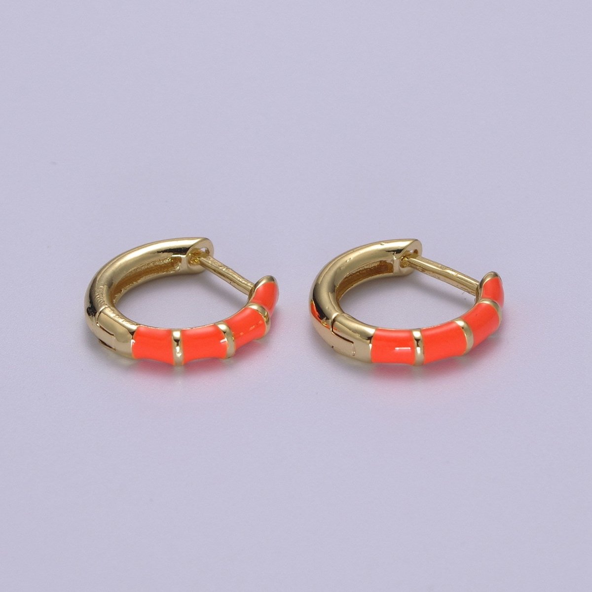 Dainty Huggie Earring Colorful Enamel Pastel Color Earring for Everyday wear 15mm earrings T-164 to T-174 - DLUXCA